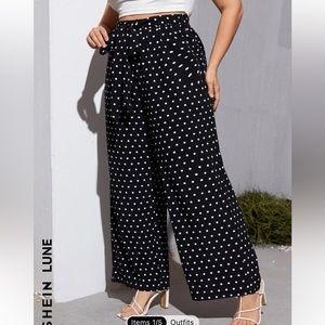 Emery Rose polka dot print wide leg belted pants. 2x. $12